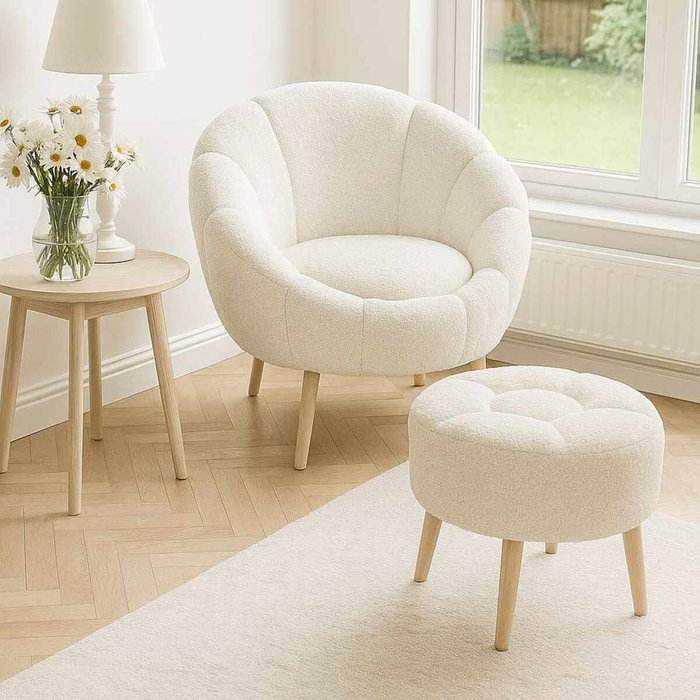 Atelier Del Sofa Lida - White Conjunto de Sillón y Puff Atelier Del Sofa Lida - White Conjunto de Sillón y Puff